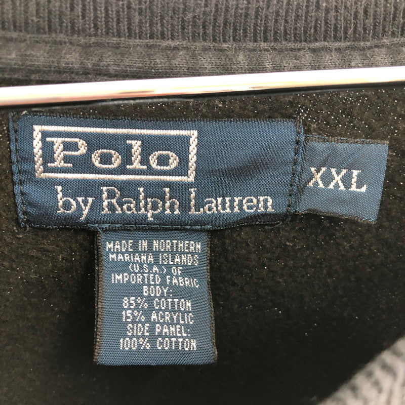 【中古品】【メンズ】 POLO RALPH LAUREN ポロ ラルフ ローレン Vガゼット クルーネック スウェットシャツ 147-260506-sy-03-otoh サイズ：XXL カラー：ブラック系 万代Net店