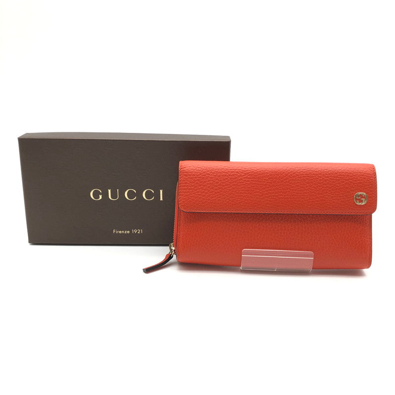 【中古美品】【レディース】 GUCCI インターロッキングG インフィニティ 二つ折り フラップ 長財布 財布 181-260626-sm-03-otoh カラー：オレンジ 万代Net店