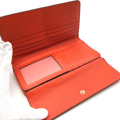 【中古美品】【レディース】 GUCCI インターロッキングG インフィニティ 二つ折り フラップ 長財布 財布 181-260626-sm-03-otoh カラー：オレンジ 万代Net店