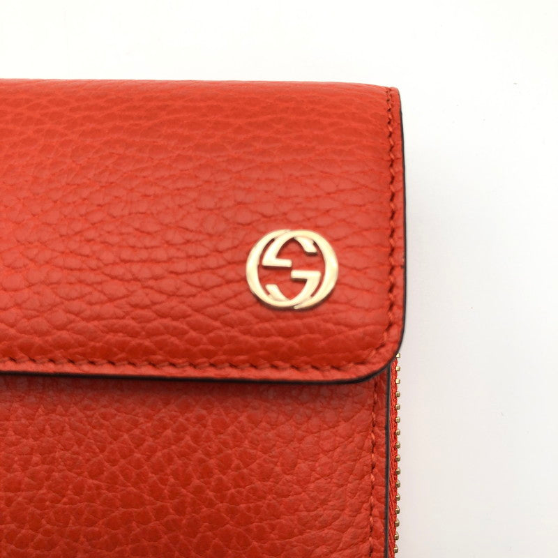 【中古美品】【レディース】 GUCCI インターロッキングG インフィニティ 二つ折り フラップ 長財布 財布 181-260626-sm-03-otoh カラー：オレンジ 万代Net店