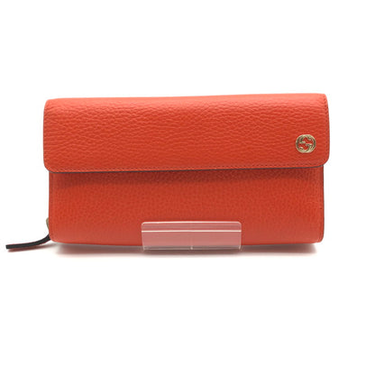 【中古美品】【レディース】 GUCCI インターロッキングG インフィニティ 二つ折り フラップ 長財布 財布 181-260626-sm-03-otoh カラー：オレンジ 万代Net店