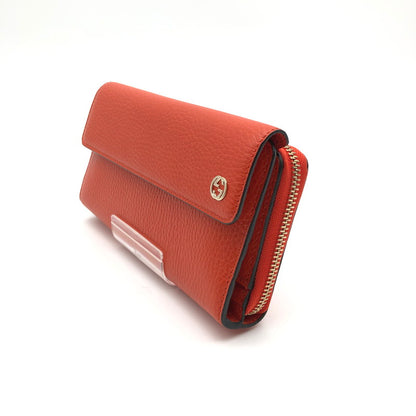 【中古美品】【レディース】 GUCCI インターロッキングG インフィニティ 二つ折り フラップ 長財布 財布 181-260626-sm-03-otoh カラー：オレンジ 万代Net店