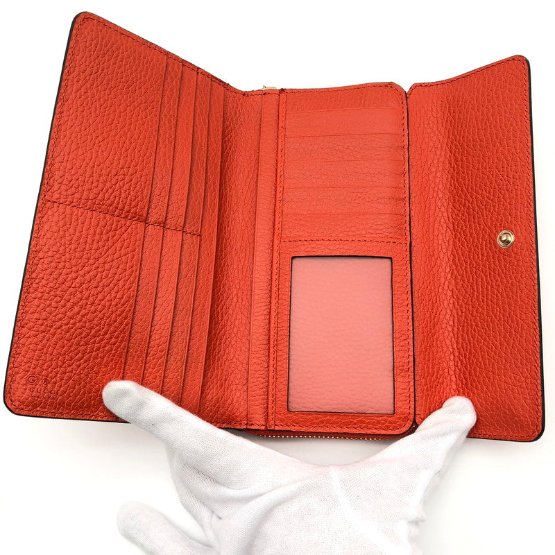 【中古美品】【レディース】 GUCCI インターロッキングG インフィニティ 二つ折り フラップ 長財布 財布 181-260626-sm-03-otoh カラー：オレンジ 万代Net店