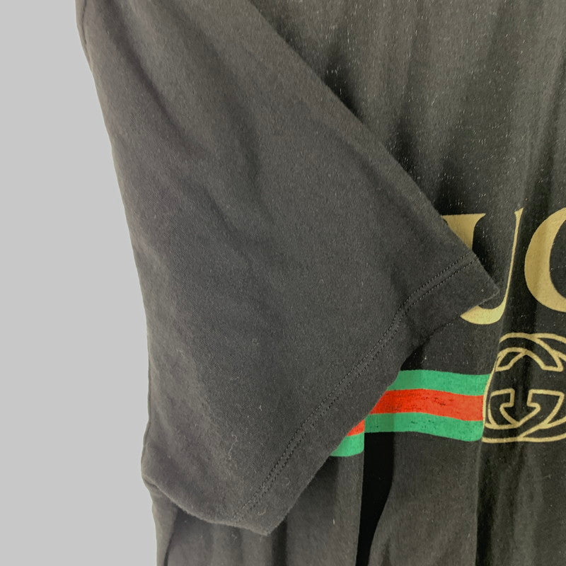 【中古品】【メンズ】 GUCCI グッチ ヴィンテージ ロゴ プリント Tシャツ 147-260507-sy-02-otoh カラー：ブラック系 万代Net店