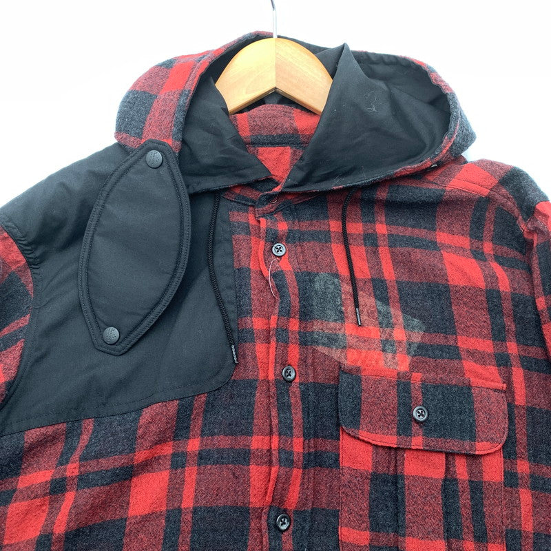 【中古美品】【メンズ】 MOUNTAIN RESEARCH MTR-3376 HOODED MT SHIRT マウンテンリサーチ 長袖シャツ ブランド 古着 (fuz) 140-260606-gm-13-oto サイズ：L カラー：レッド 万代Net店