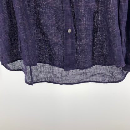 【中古品】【メンズ】 BANANA PEPUBLIC バナナリパブリック チェック柄 リネン シャツ 147-260607-st-05-otoh サイズ：XL カラー：パープル 万代Net店