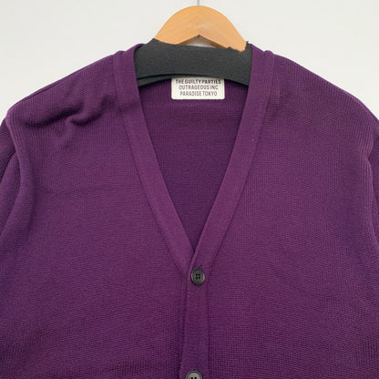 【中古品】【メンズ】 WACKO MARIA CLASSIC KNIT CARDIGAN ワコマリア クラシックニットカーディガン ブランド 古着 (fuz) 142-260606-gm-18-oto サイズ：L カラー：パープル 万代Net店