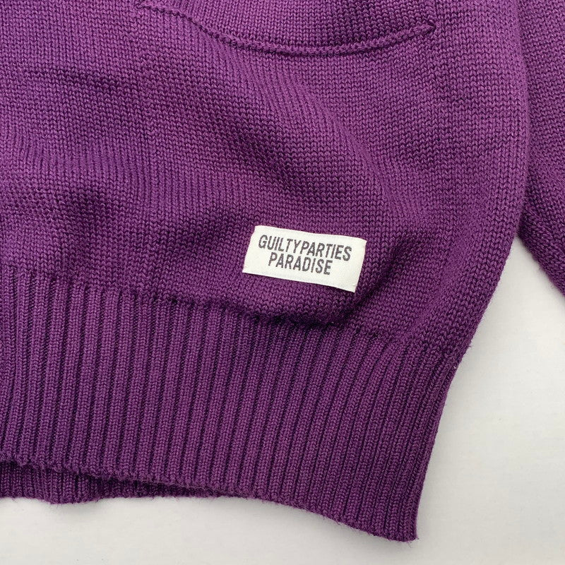 【中古品】【メンズ】 WACKO MARIA CLASSIC KNIT CARDIGAN ワコマリア クラシックニットカーディガン ブランド 古着 (fuz) 142-260606-gm-18-oto サイズ：L カラー：パープル 万代Net店