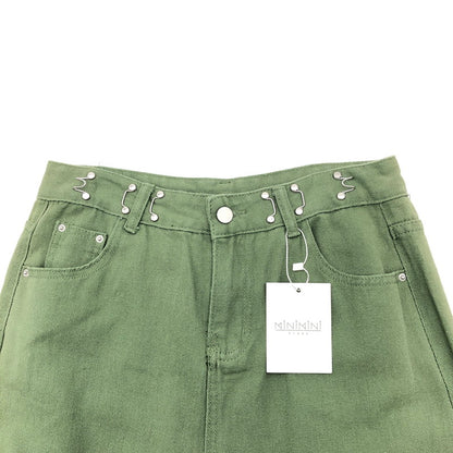 【中古品】【レディース】 MINJMINI STORE ミニミニストアハイウェストデニムワイドパンツ 174-260822-sm-01-otoh カラー：カーキ 万代Net店