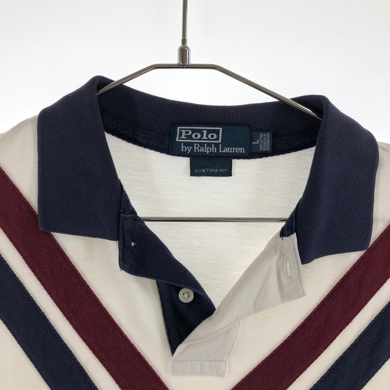 【中古品】【メンズ】 POLO RALPH LAUREN ポロ ラルフローレン ビッグポニー カスタムフィット 鹿の子ポロシャツ 146-260506-sy-05-otoh サイズ：L カラー：レッド・ブルー・ホワイト系 万代Net店