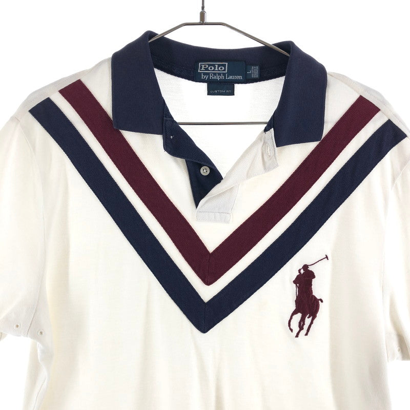 【中古品】【メンズ】 POLO RALPH LAUREN ポロ ラルフローレン ビッグポニー カスタムフィット 鹿の子ポロシャツ 146-260506-sy-05-otoh サイズ：L カラー：レッド・ブルー・ホワイト系 万代Net店