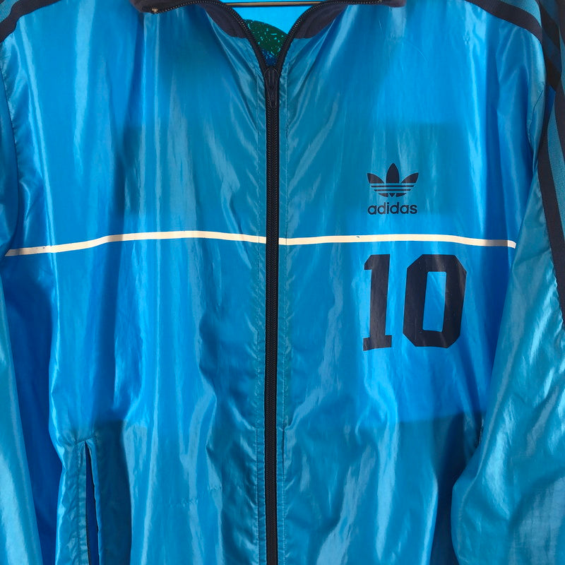 【中古品】【メンズ】 adidas アディダス ナイロンジャケット トレフォイルロゴ 148-260511-sy-07-otoh サイズ：M カラー：ブルー/ネイビーリブライン 万代Net店