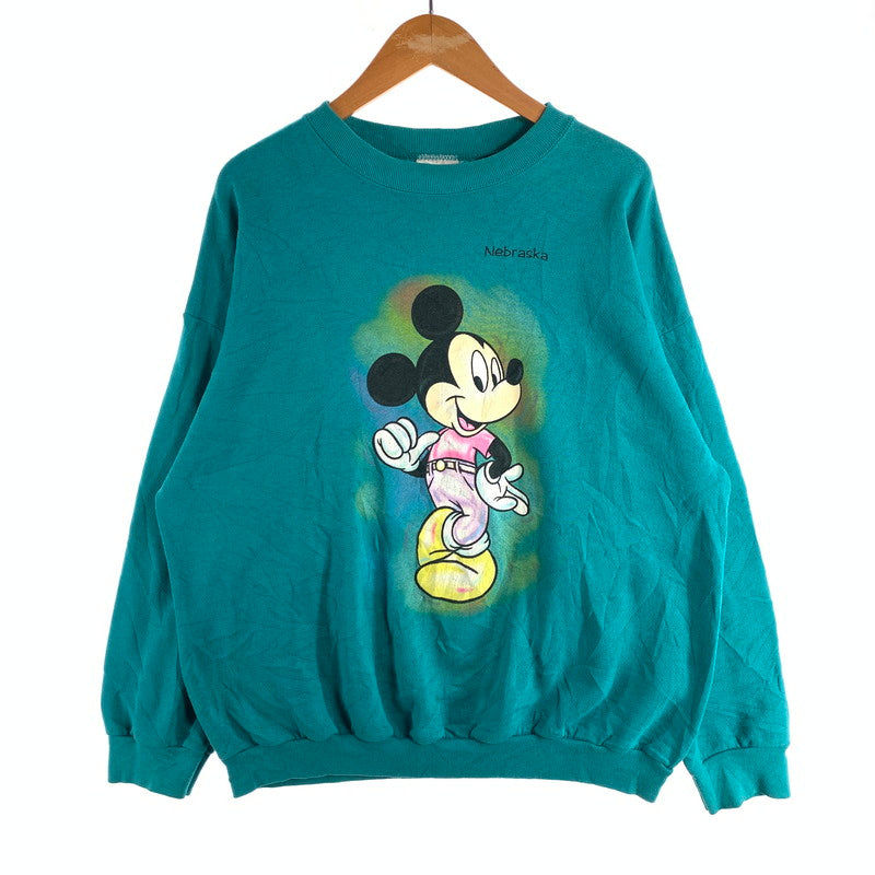 【中古品】【メンズ】 TULTEX ミッキースウェットシャツ プリント 90s Disney USA製 古着 (fuz) 147-260606-gm-05-oto サイズ：XL カラー：ブルー 万代Net店