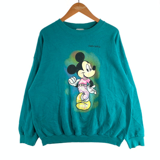 【中古品】【メンズ】 TULTEX ミッキースウェットシャツ プリント 90s Disney USA製 古着 (fuz) 147-260606-gm-05-oto サイズ：XL カラー：ブルー 万代Net店