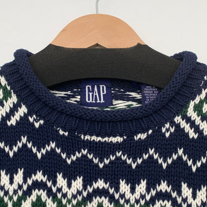 【中古品】【メンズ】 OLD GAP ギャップ ニット ロールネックセーター ブランド 古着 (fuz) 147-260606-gm-11-oto サイズ：L カラー：ネイビー 総柄 万代Net店