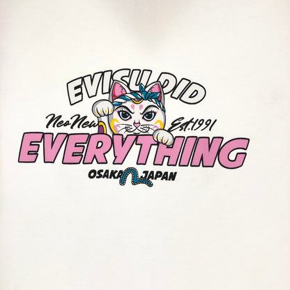 【中古品】【メンズ】 EVISU DID EVERYTHING エヴィス だるまと招き猫プリント Tシャツ 147-260618-sm-02-otoh サイズ：XS カラー：ホワイト 万代Net店