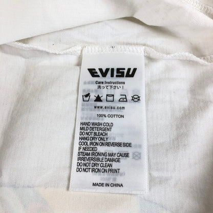 【中古品】【メンズ】 EVISU DID EVERYTHING エヴィス だるまと招き猫プリント Tシャツ 147-260618-sm-02-otoh サイズ：XS カラー：ホワイト 万代Net店