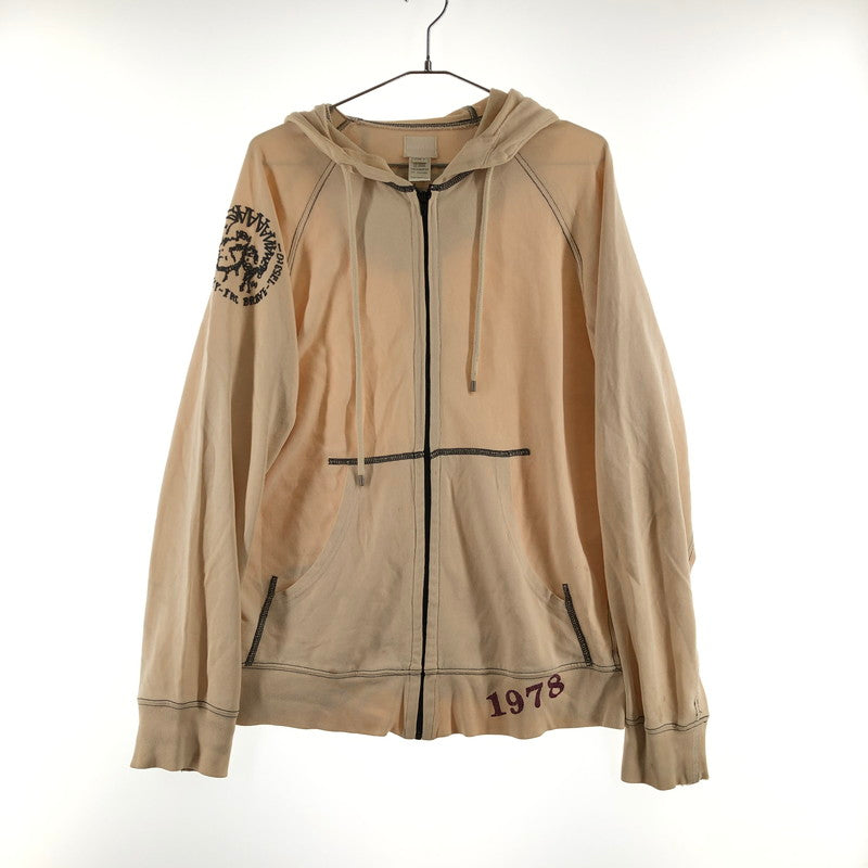 【中古品】【メンズ】 DIESEL ディーゼル ヴィンテージ風 フルジップアップ パーカー 147-260617-sm-08-otoh サイズ：L カラー：薄いベージュ 万代Net店
