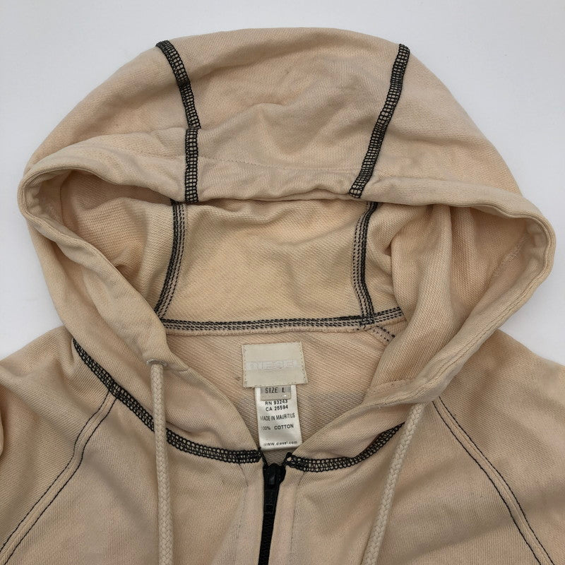 【中古品】【メンズ】 DIESEL ディーゼル ヴィンテージ風 フルジップアップ パーカー 147-260617-sm-08-otoh サイズ：L カラー：薄いベージュ 万代Net店