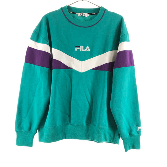 【中古品】【メンズ】 FILA フィラ 90s ヴィンテージスタイル クルーネック スウェットシャツ 147-260618-sm-13-otoh サイズ：F カラー：エメラルドグリーン 万代Net店
