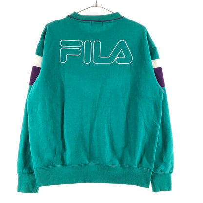 【中古品】【メンズ】 FILA フィラ 90s ヴィンテージスタイル クルーネック スウェットシャツ 147-260618-sm-13-otoh サイズ：F カラー：エメラルドグリーン 万代Net店