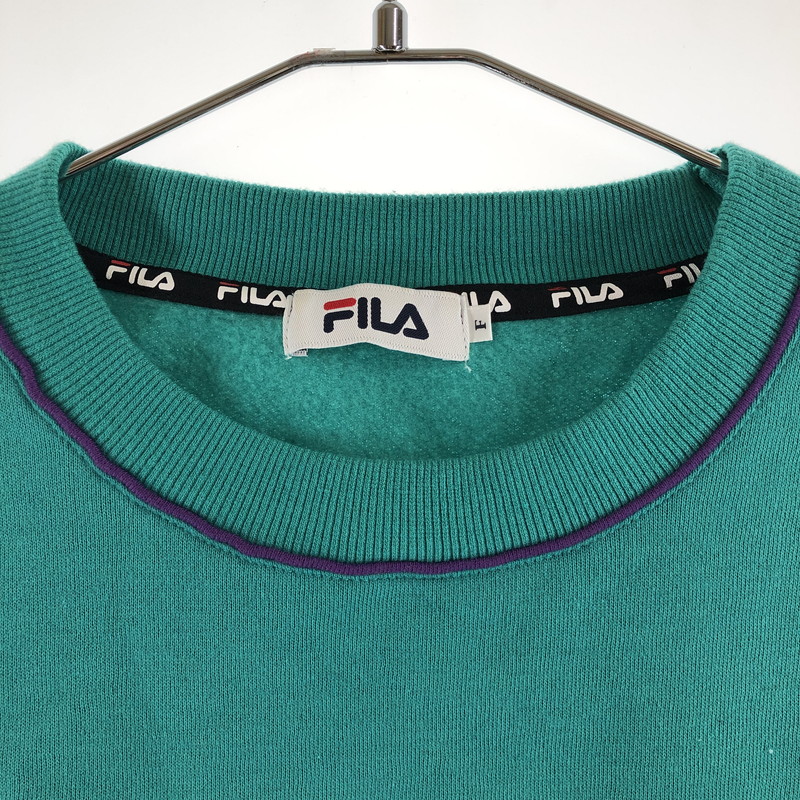 【中古品】【メンズ】 FILA フィラ 90s ヴィンテージスタイル クルーネック スウェットシャツ 147-260618-sm-13-otoh サイズ：F カラー：エメラルドグリーン 万代Net店