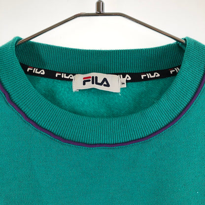 【中古品】【メンズ】 FILA フィラ 90s ヴィンテージスタイル クルーネック スウェットシャツ 147-260618-sm-13-otoh サイズ：F カラー：エメラルドグリーン 万代Net店