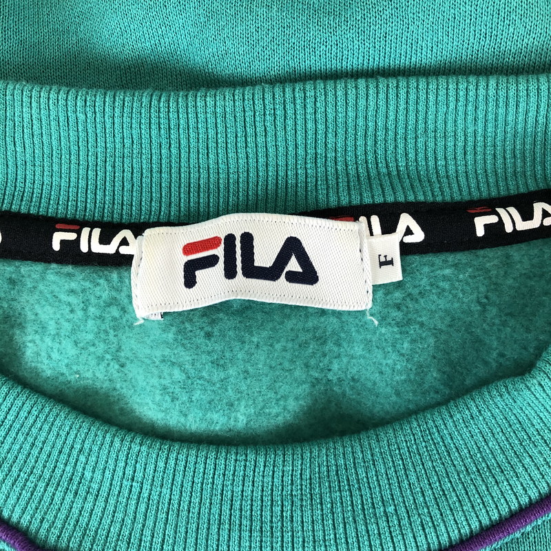 【中古品】【メンズ】 FILA フィラ 90s ヴィンテージスタイル クルーネック スウェットシャツ 147-260618-sm-13-otoh サイズ：F カラー：エメラルドグリーン 万代Net店