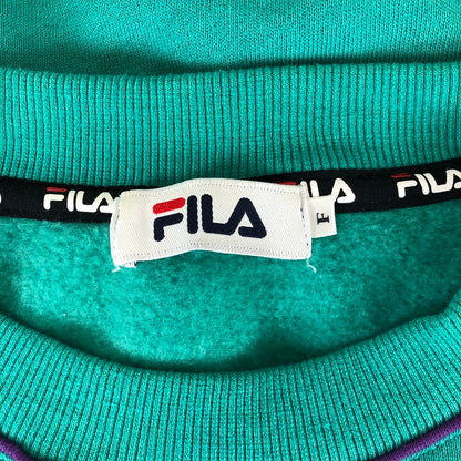 【中古品】【メンズ】 FILA フィラ 90s ヴィンテージスタイル クルーネック スウェットシャツ 147-260618-sm-13-otoh サイズ：F カラー：エメラルドグリーン 万代Net店
