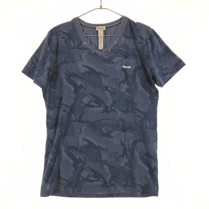 【中古品】【メンズ】 DIESEL ディーゼル 迷彩柄 カモフラージュ Vネック Tシャツ レギュラーフィット 147-260618-sm-06-otoh サイズ：L カラー：ネイビー 万代Net店