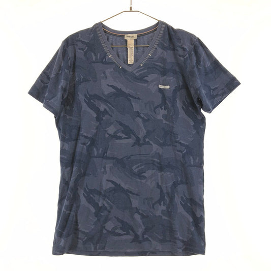 【中古品】【メンズ】 DIESEL ディーゼル 迷彩柄 カモフラージュ Vネック Tシャツ レギュラーフィット 147-260618-sm-06-otoh サイズ：L カラー：ネイビー 万代Net店