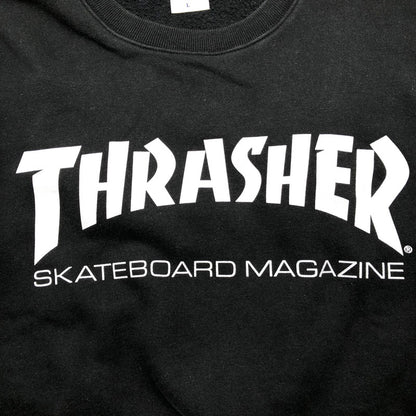 【中古品】【メンズ】 THRASHER スラッシャー スウェット トップス トレーナー ウェア ウエア 長袖 クルーネック プリント スポーティ スケーター スケート ブラック 147-260616-sm-04-otoh サイズ：L カラー：ブラック 万代Net店