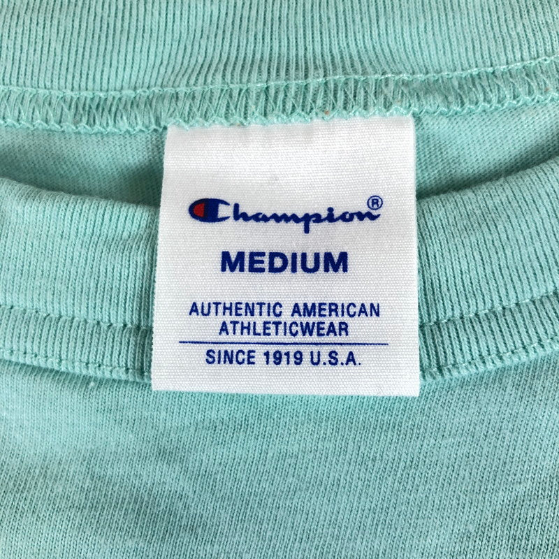 【中古品】【メンズ】 Champion チャンピオン ワンポイント刺繍ロゴ Tシャツ ミントグリーン ターコイズ 147-260618-sm-04-otoh カラー：ミントグリーン 万代Net店