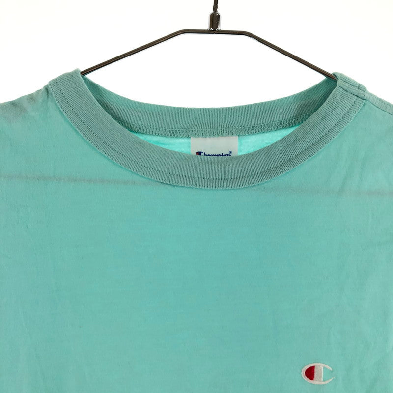 【中古品】【メンズ】 Champion チャンピオン ワンポイント刺繍ロゴ Tシャツ ミントグリーン ターコイズ 147-260618-sm-04-otoh カラー：ミントグリーン 万代Net店