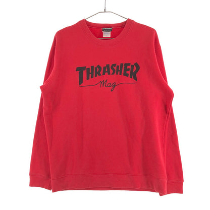 【中古品】【メンズ】 THRASHER スラッシャー スウェット トップス トレーナー ウェア ウエア 長袖 クルーネック プリント スポーティ スケーター スケート レッド 147-260616-sm-05-otoh サイズ：L カラー：レッド 万代Net店