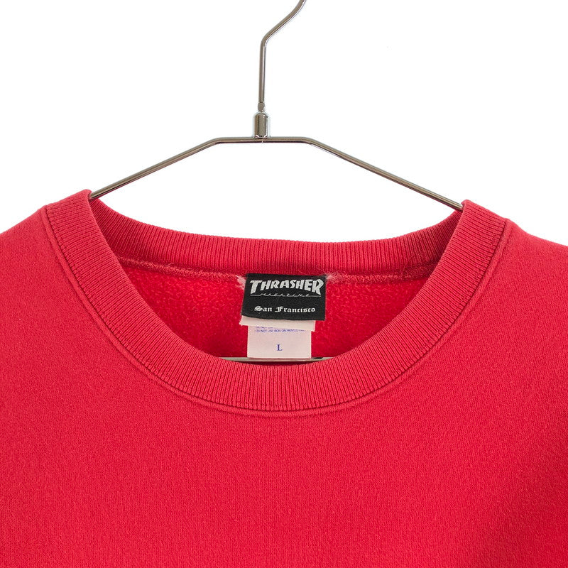 【中古品】【メンズ】 THRASHER スラッシャー スウェット トップス トレーナー ウェア ウエア 長袖 クルーネック プリント スポーティ スケーター スケート レッド 147-260616-sm-05-otoh サイズ：L カラー：レッド 万代Net店