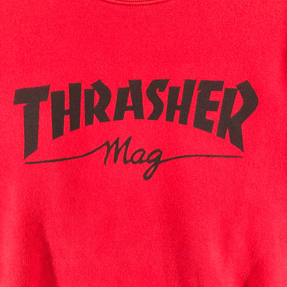 【中古品】【メンズ】 THRASHER スラッシャー スウェット トップス トレーナー ウェア ウエア 長袖 クルーネック プリント スポーティ スケーター スケート レッド 147-260616-sm-05-otoh サイズ：L カラー：レッド 万代Net店