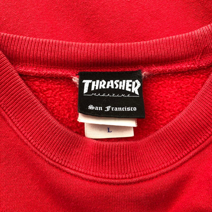 【中古品】【メンズ】 THRASHER スラッシャー スウェット トップス トレーナー ウェア ウエア 長袖 クルーネック プリント スポーティ スケーター スケート レッド 147-260616-sm-05-otoh サイズ：L カラー：レッド 万代Net店