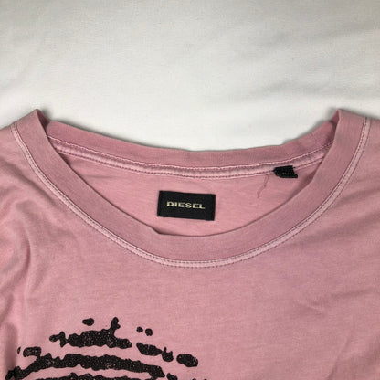 【中古品】【メンズ】 DIESEL ディーゼル 指紋プリント Tシャツ　 147-260618-sm-01-otoh サイズ：XXL カラー：ピンク 万代Net店