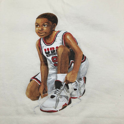 【中古品】【メンズ】 APPLEBUM Barcelona '92 Boy T-shirt アップルバム バスケ少年プリント TEE 147-260630-sm-01-otoh サイズ：L カラー：ホワイト 万代Net店
