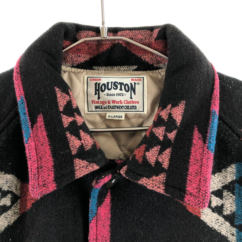 【中古品】【メンズ】 HOUSTON 51341 ヒューストン ネイティブ柄 メルトン カーコート 147-260701-sm-06-otoh サイズ：XL カラー：ブラック 万代Net店