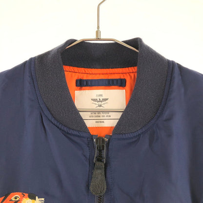 【中古品】【メンズ】 HOUSTON 51185 ヒューストン 刺繍MA-1ジャケット フライトジャケット フライトジャケット 147-260701-sm-08-otoh サイズ：XL カラー：ネイビー 万代Net店