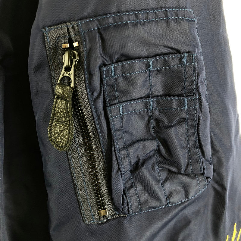 【中古品】【メンズ】 HOUSTON 51185 ヒューストン 刺繍MA-1ジャケット フライトジャケット フライトジャケット 147-260701-sm-08-otoh サイズ：XL カラー：ネイビー 万代Net店