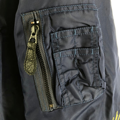 【中古品】【メンズ】 HOUSTON 51185 ヒューストン 刺繍MA-1ジャケット フライトジャケット フライトジャケット 147-260701-sm-08-otoh サイズ：XL カラー：ネイビー 万代Net店