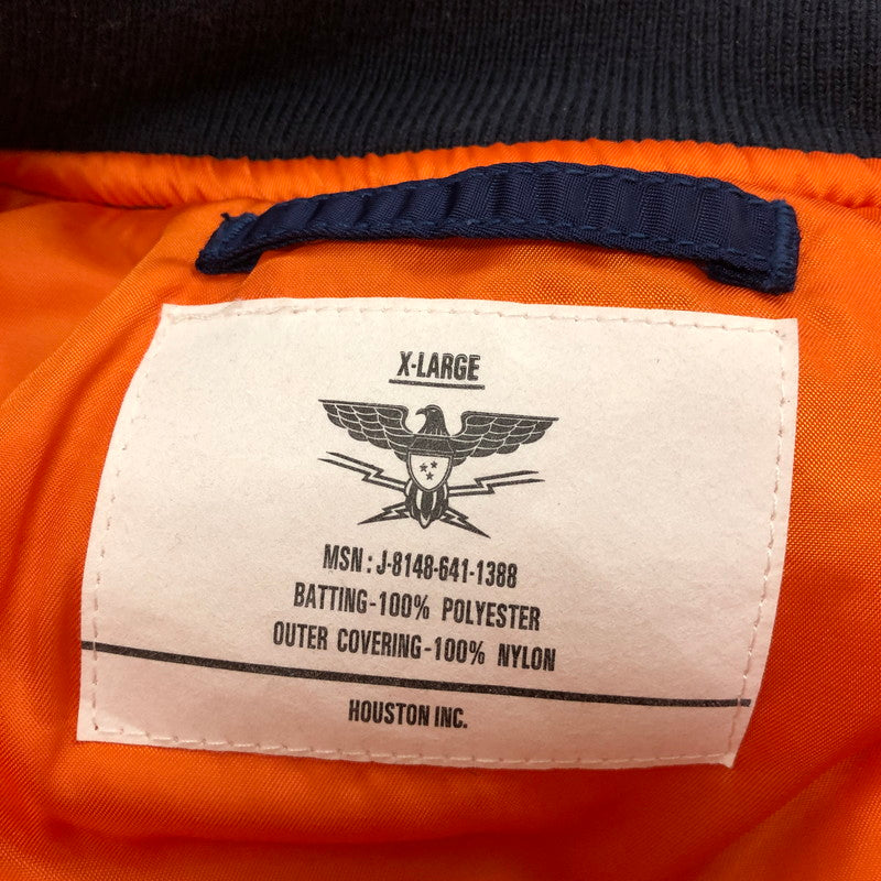 【中古品】【メンズ】 HOUSTON 51185 ヒューストン 刺繍MA-1ジャケット フライトジャケット フライトジャケット 147-260701-sm-08-otoh サイズ：XL カラー：ネイビー 万代Net店