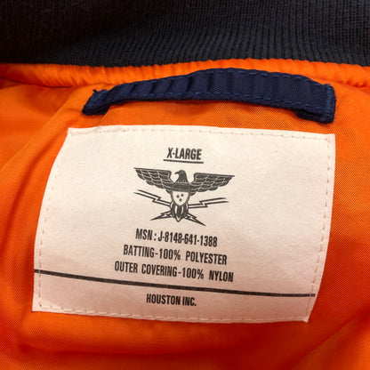 【中古品】【メンズ】 HOUSTON 51185 ヒューストン 刺繍MA-1ジャケット フライトジャケット フライトジャケット 147-260701-sm-08-otoh サイズ：XL カラー：ネイビー 万代Net店