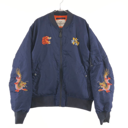 【中古品】【メンズ】 HOUSTON 51185 ヒューストン 刺繍MA-1ジャケット フライトジャケット フライトジャケット 147-260701-sm-08-otoh サイズ：XL カラー：ネイビー 万代Net店