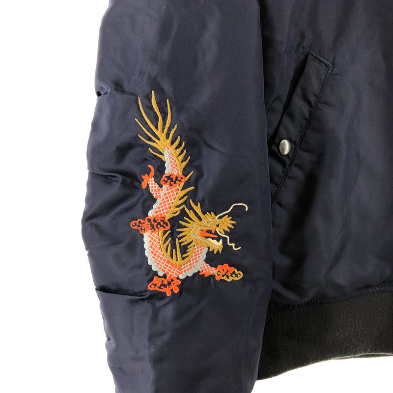 【中古品】【メンズ】 HOUSTON 51185 ヒューストン 刺繍MA-1ジャケット フライトジャケット フライトジャケット 147-260701-sm-08-otoh サイズ：XL カラー：ネイビー 万代Net店