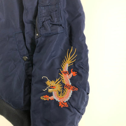 【中古品】【メンズ】 HOUSTON 51185 ヒューストン 刺繍MA-1ジャケット フライトジャケット フライトジャケット 147-260701-sm-08-otoh サイズ：XL カラー：ネイビー 万代Net店