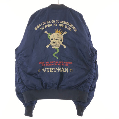 【中古品】【メンズ】 HOUSTON 51185 ヒューストン 刺繍MA-1ジャケット フライトジャケット フライトジャケット 147-260701-sm-08-otoh サイズ：XL カラー：ネイビー 万代Net店